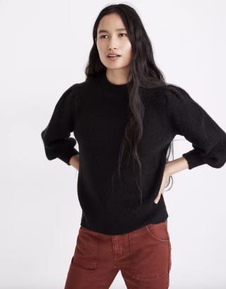 Eaton Puff-Sleeve Pullover Sweater