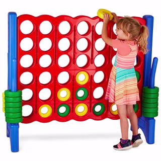 Giant 4 in a Row Connect Game - Storage Carry Bag Included - 4 Feet Wide by 3.5 Feet Tall - Oversized Floor Activity for Kids and Adults - Jumbo Sized for Outdoor and Indoor Play - Durable Waterproof