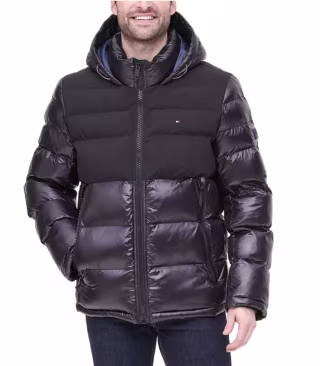Tommy Hilfiger Men's Two-Tone Matte & Shiny Puffer Jacket