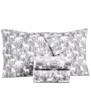 Martha Stewart Collection Printed Cotton Flannel Sheet Set