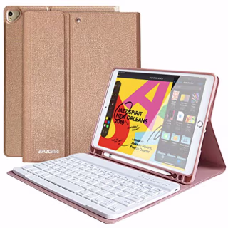 iPad 10.2 8th 7th Generation 2020/2019 Keyboard Case - iPad Air 3 10.5" 2019- iPad Pro 10.5" 2017- Detachable Wireless Bluetooth Keyboard- Magnetic Smart Case with Pencil Holder (Glitter Champagne)