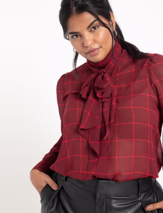 Tie Neck Chiffon Blouse