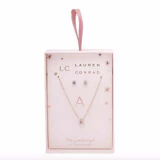 LC Lauren Conrad Monogram Necklace & Stud Earring Set