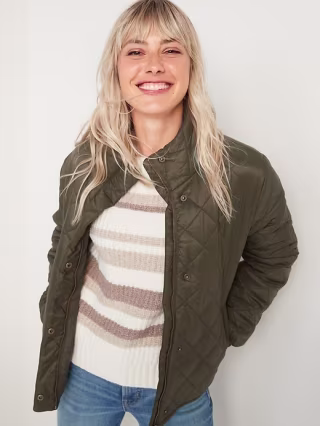 Lightweight Diamond-Quilted Nylon Puffer Jacket for Women