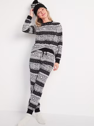 Patterned Micro Performance Fleece Pajama Set for Women