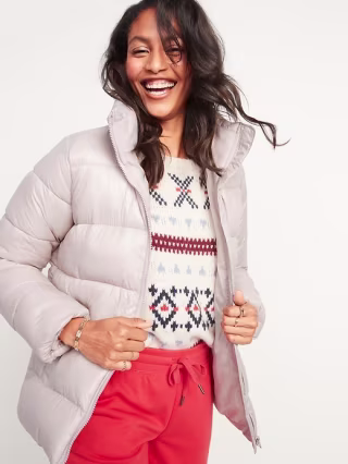 Frost-Free Zip-Front Puffer Jacket for Women