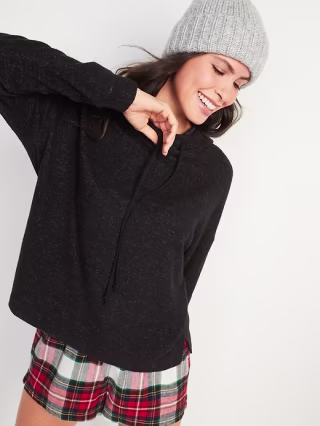 Soft-Brushed Jersey Pullover Lounge Hoodie
