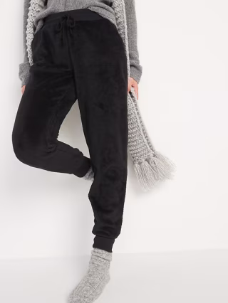 Mid-Rise Cozy Faux-Fur Jogger Sweatpants
