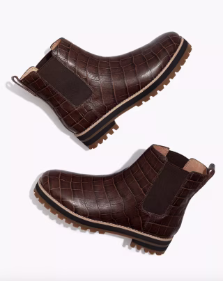 The Ivy Chelsea Boot in Croc Embossed Leather