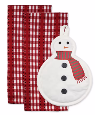 Design Imports Cozy Snowman Potholder & TowelsGift Set