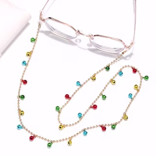 PHALIN Christmas Mask Lanyard Beaded Glasses Chain Necklace Face Cover Holder Mask Leash for Women Men Girls (3PCS Jingle Bell)