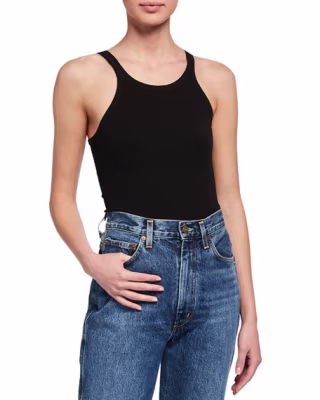 Re/Done Ribbed Scoop-Neck Fitted Tank