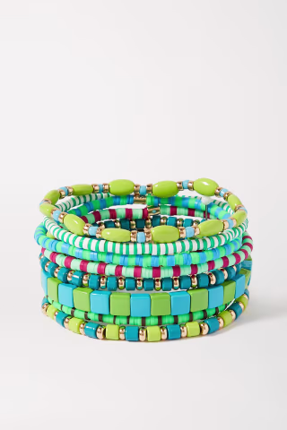 Colour Therapy set of eight enamel and gold-tone bracelets