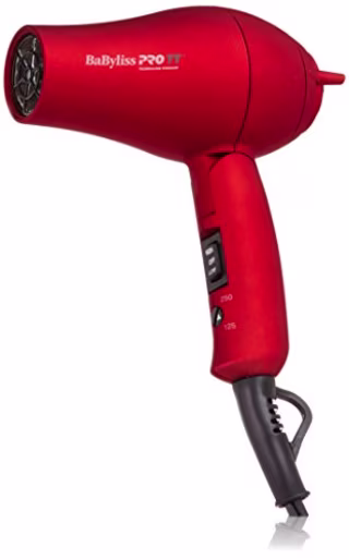 BaBylissPRO TT Tourmaline Titanium Travel Dryer, Red, 1 Count