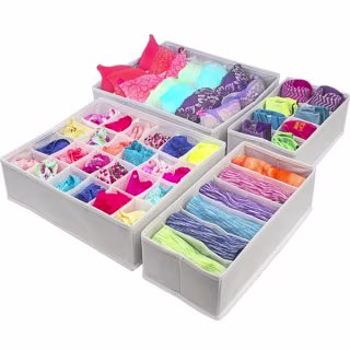 Sorbus White 4-piece Foldable Drawer Divider Set