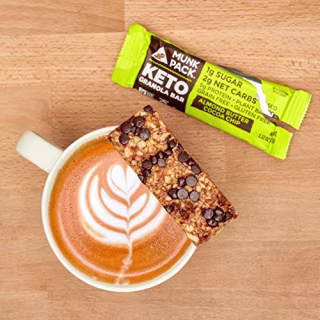 Munk Pack Keto Granola Bar, 1g Sugar, 2g Net Carbs, Keto Snacks, Chewy & Grain Free, Plant Based, Paleo-Friendly, Gluten Free, Soy Free, No Sugar Added (Variety 6 Pack)