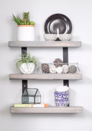 Industrial Grace Three-Tier Decorative Wall Shelf with Brackets