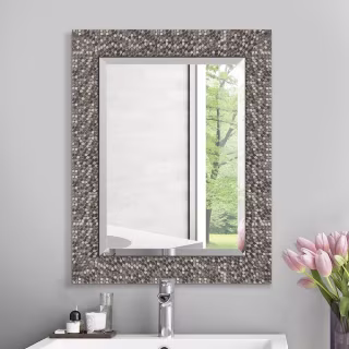Copper Grove Tichla Beveled Rectangular Accent Mirror with Mirrored Mosaic Frame - 19*24*0.75