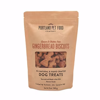 Crafted by Humans Loved by Dogs Portland Pet Food Company Grain-Free & Gluten-Free Biscuit Dog Treats (1-Pack 5 oz) -- Gingerbread Flavor -- All Natural, Human-Grade, Made in The USA