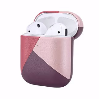 Native Union Marquetry Case for AirPods - Premium Handcrafted Color-Blocked Italian Leather Case Wireless Charging Compatible with AirPods Gen 1 & Gen 2 (Rose)