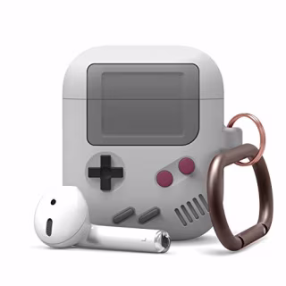 elago AW5 Compatible with AirPods Case 1 &amp; 2, Classic Game Player Design Case with Keychain (Light Grey) [US Patent Registered]