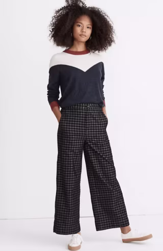 Madewell Huston Button-Front Ankle Pants in Checked Corduroy
