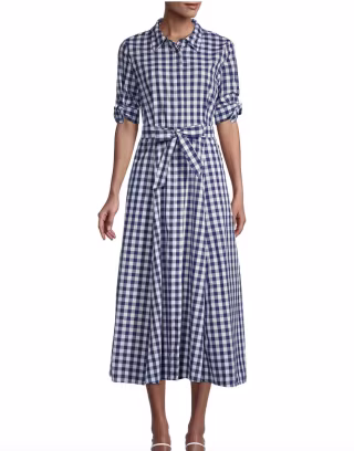 Calvin Klein Checkered Cotton-Blend Shirtdress