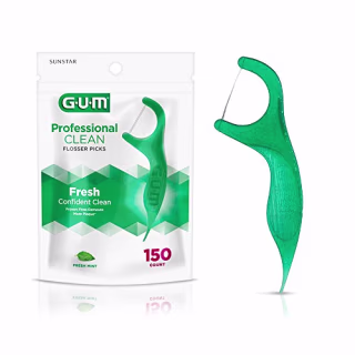 GUM-889DD Professional Clean Flossers Extra Strong Flosser Pick, Fresh Mint, 150 Count