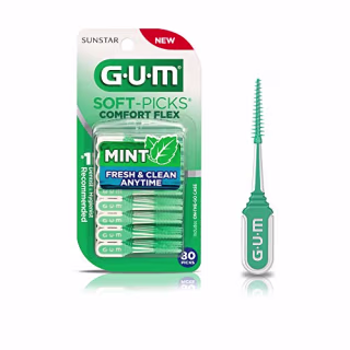 GUM-6705R Soft-Picks Comfort Flex Mint Dental Picks, New Invigorating Mint Flavor, 80 Count