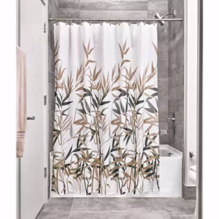iDesign Anzu Fabric Shower Curtain Water-Repellent and Mold- and Mildew-Resistant for Master, Guest, Kids', College Dorm Bathroom, 72" x 72", Black and Tan