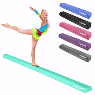 FBSPORT 8ft Balance Beam: Folding Floor Gymnastics Equipment PU Leather for Kids Adults,Non Slip Rubber Base, Gymnastics Beam for Training, Practice, Professional Home Training