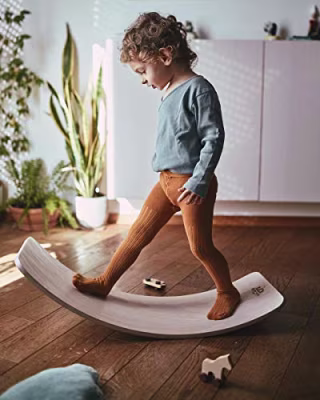 Kinderfeets, Kinderboard, Waldorf Original Wooden Balance Board for Toddlers, Kids, Teens, Adults (Natural)