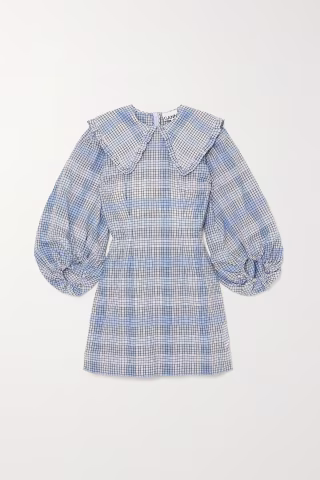 Checked seersucker mini dress