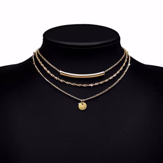 Aisansty Layered Coin Tube Pendant Choker Necklace for Women Girls Dainty Gold Plated Layering Chain Neckalces Set