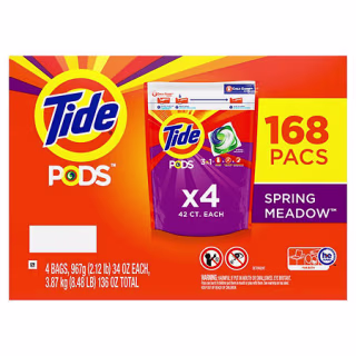Tide PODS Liquid Laundry Detergent Pacs, Spring Meadow (168 ct.)