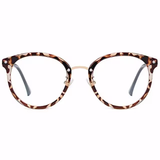 SOJOS Retro Big Round Blue Light Computer Glasses TR90 Eyewear Frame Ashley SJ9001 with Leopard Print Frame/Anti-Blue Light Lens