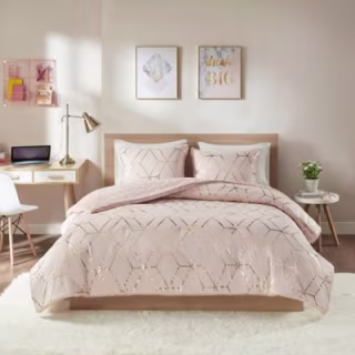 Intelligent Design Ainsley Metallic Print Reversible 3-Piece Comforter Set