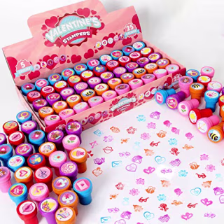 50 Valentines day Arts & Crafts Stamper for kids Stamps for Valentine's Day Classroom Gifts, Novelty Party Favor Exchanging Gifts