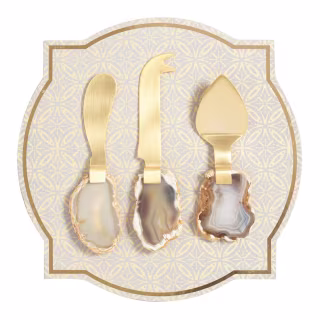 Gold Agate Slice 3 Piece Cheese Knife Set