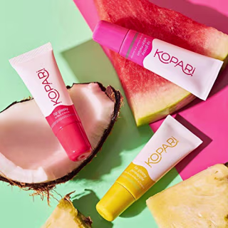 Kopari Paradise Pout Kit - Hydrating and Moisturizing Coconut Oil, Vitamin E and Shea Butter Lip Gloss, 100% Organic Coconut Oil, Non GMO, Vegan, Sulfate Free, Clear, Watermelon & Pineapple (3 Pack)