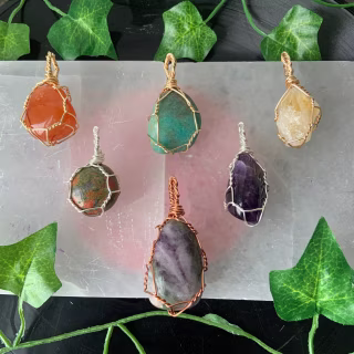 Handwrapped Crystal Necklace Pendant