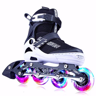 PAPAISON Adjustable Inline Skates for Kids and Adults with Full Light Up Wheels , Outdoor Blades Roller Skates for Girls and Boys, Men and Women