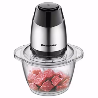 Electric Food Chopper, 5-Cup Food Processor by Homeleader, 1.2L Glass Bowl Grinder for Meat, Vegetables, Fruits and Nuts, Stainless Steel Motor Unit and 4 Sharp Blades, 300W
