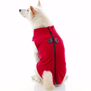 Gooby Zip Up Fleece Dog Vest - Red, Large - Step-in Dog Jacket with Zipper Closure and Leash Ring - Winter Small Dog Sweater - Warm Dog Clothes for Small Dogs for Indoor and Outdoor Use