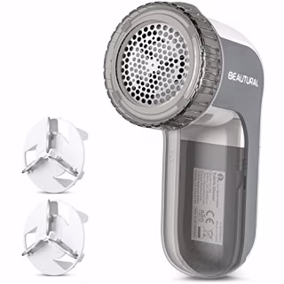 BEAUTURAL Fabric Shaver and Lint Remover, Sweater Defuzzer with 2-Speeds, 2 Replaceable Stainless Steel Blades, Battery Operated, Remove Clothes Fuzz, Lint Balls, Pills, Bobbles