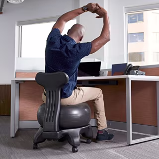 Gaiam Classic Balance Ball Chair - Exercise Stability Yoga Ball Premium Ergonomic Chair for Home and Office Desk with Air Pump, Exercise Guide and Satisfaction Guarantee, Charcoal