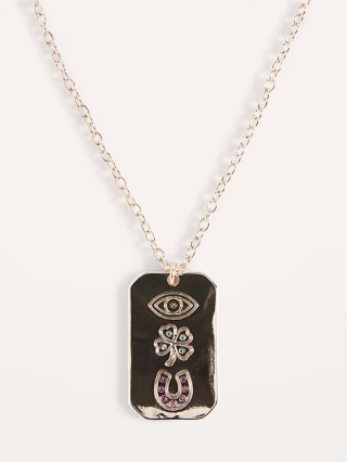 Gold-Toned Lucky Pendant Chain Necklace for Women