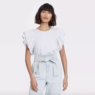 A New Day Ruffle Linen Top