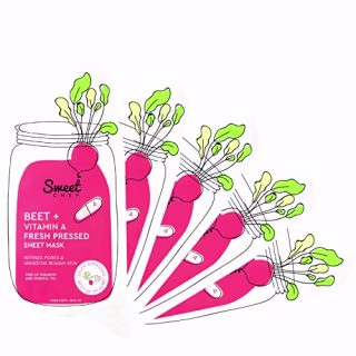 Sweet Chef Beet + Vitamin A Fresh Pressed Sheet Mask - Antioxidant-Rich Facial Mask for Visibly Softer, Brighter Skin (5 Mask)