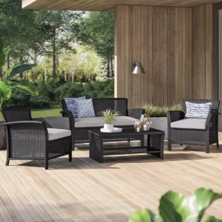 Mercury Row 4-Piece Rattan Sofa